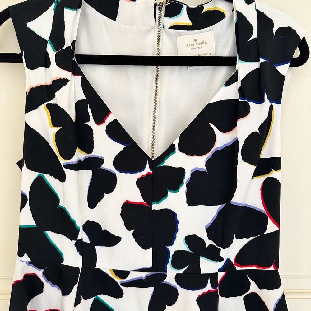 Kate Spade Black and White Butterfly Midi Dress Size 10 - Picture 2 of 13